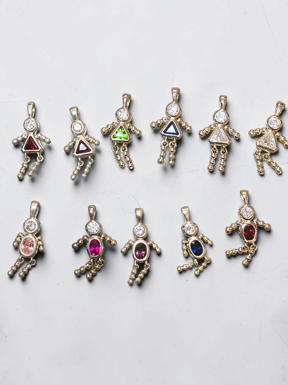 VTG 11 Pieces Sterling Silver 925 Girl/Boy Birthstone Pendants Charm